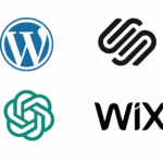 logos of WordPress, SquareSpace, WIX and ChatGPT